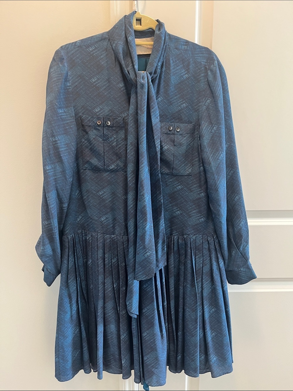 Jason Wu Slate Blue Patterned Draped Blouse